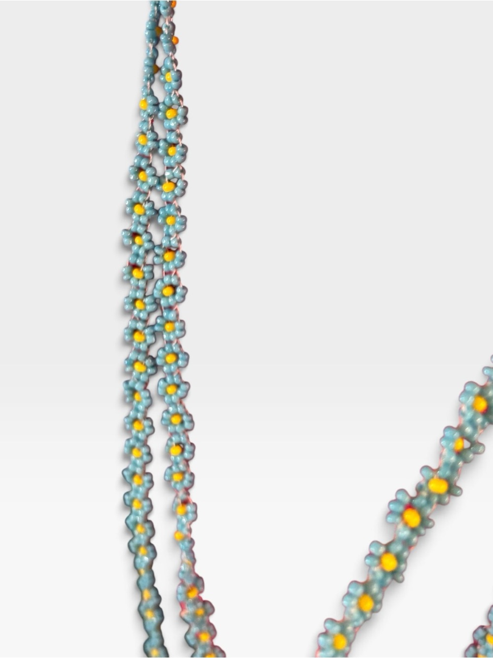 Vintage 70s Turquoise Blue Daisy Chain Beaded Rope Necklace 42" - Picture 6 of 6